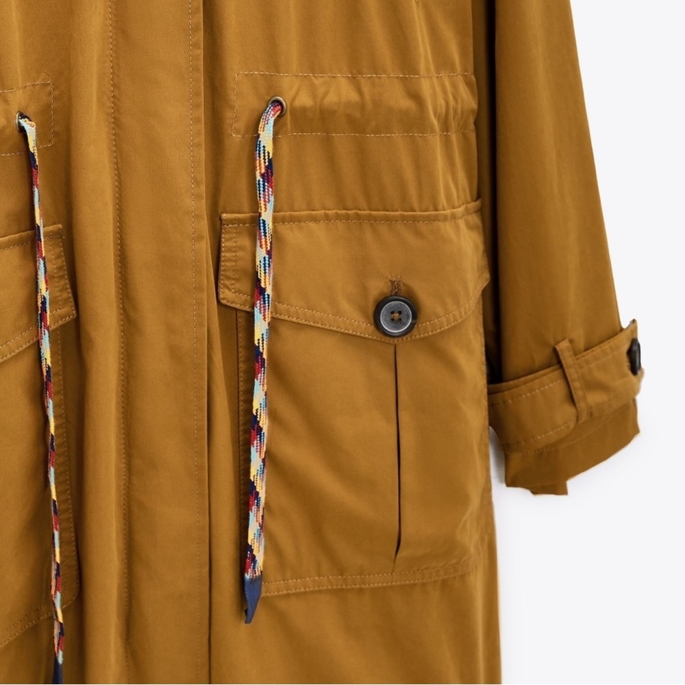 🧡 Cotton Blend Contrast Drawstring Hooded Jacket - Picture 8 of 11
